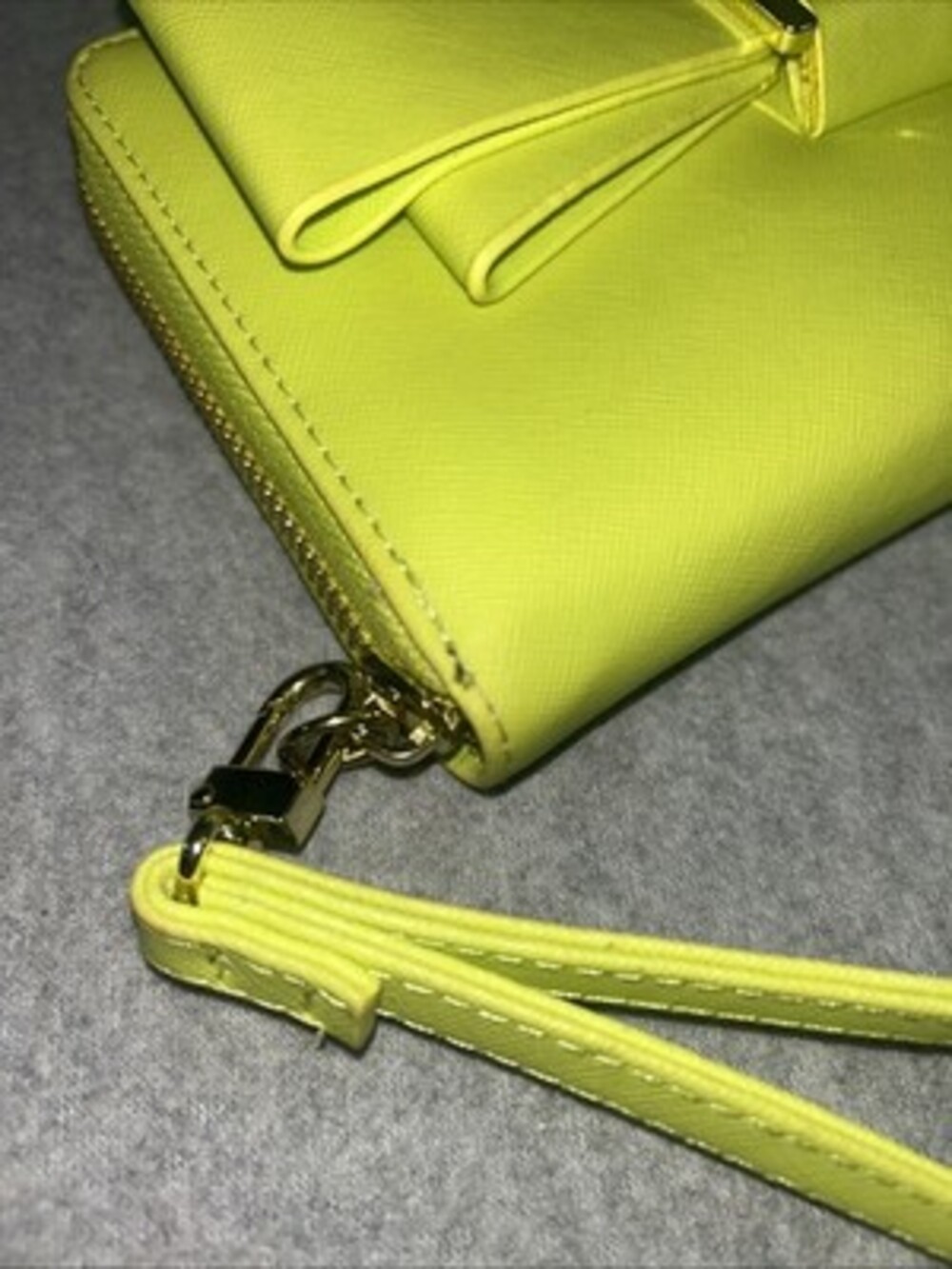 BETSEY JOHNSON WRISTLET WRIST BAG CLUTCH WALLET PURSE XOZIPP YELLOW/GREEN - Picture 7 of 11